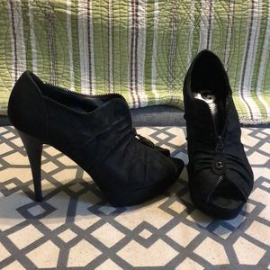 G by Guess zippered peep-toe booties.